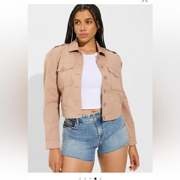 New Womens Torrid Size 4 Lightweight Twill‎ Army Trucker Jacket - Picture 3 of 8